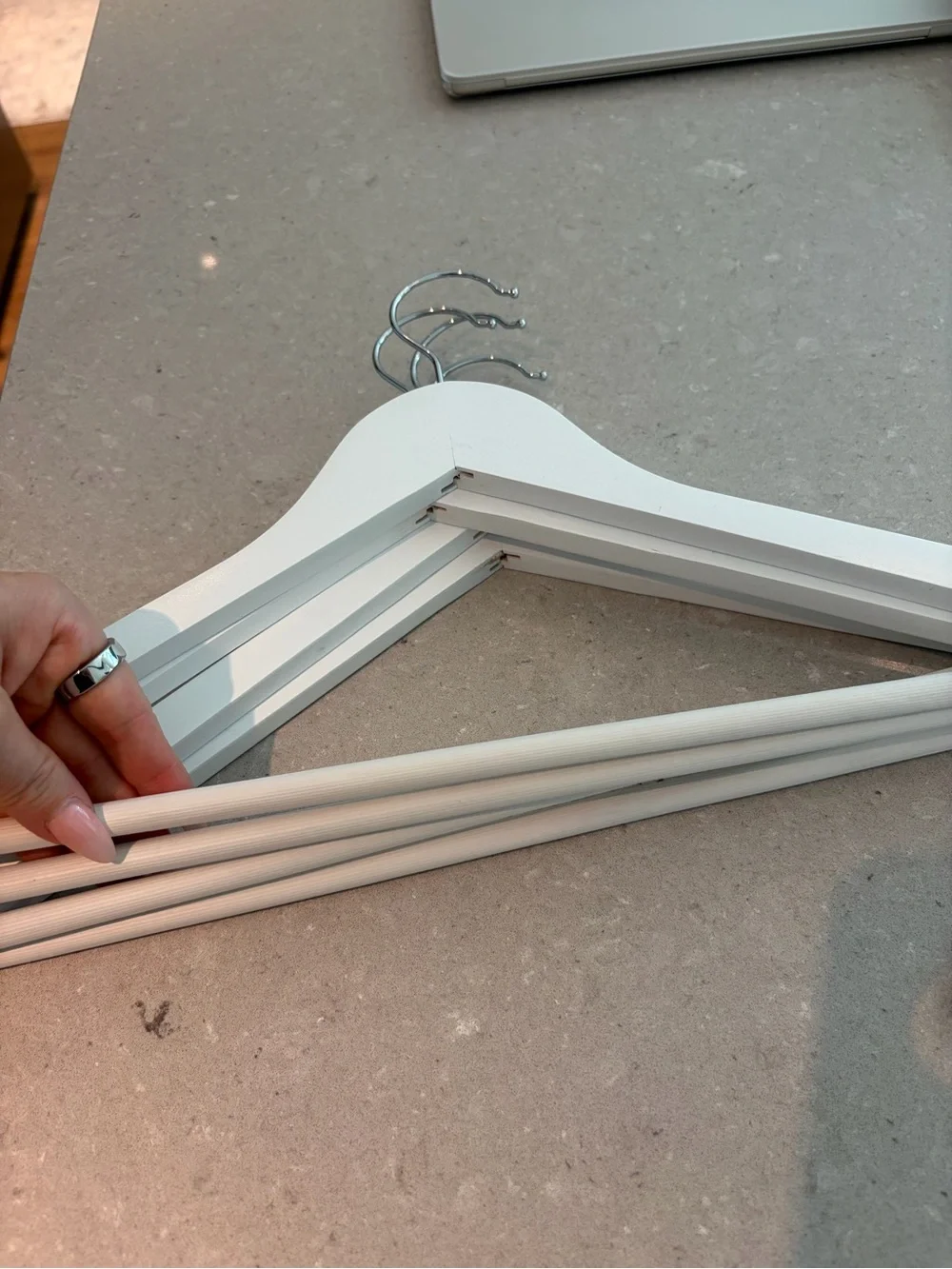 Pottery Barn White Wooden Clothing Hangers - Set of 5